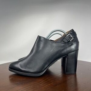 Clarks Kadri Dylan Boots Women's 9.5 M Black Leather Comfort Block Heel Side Zip